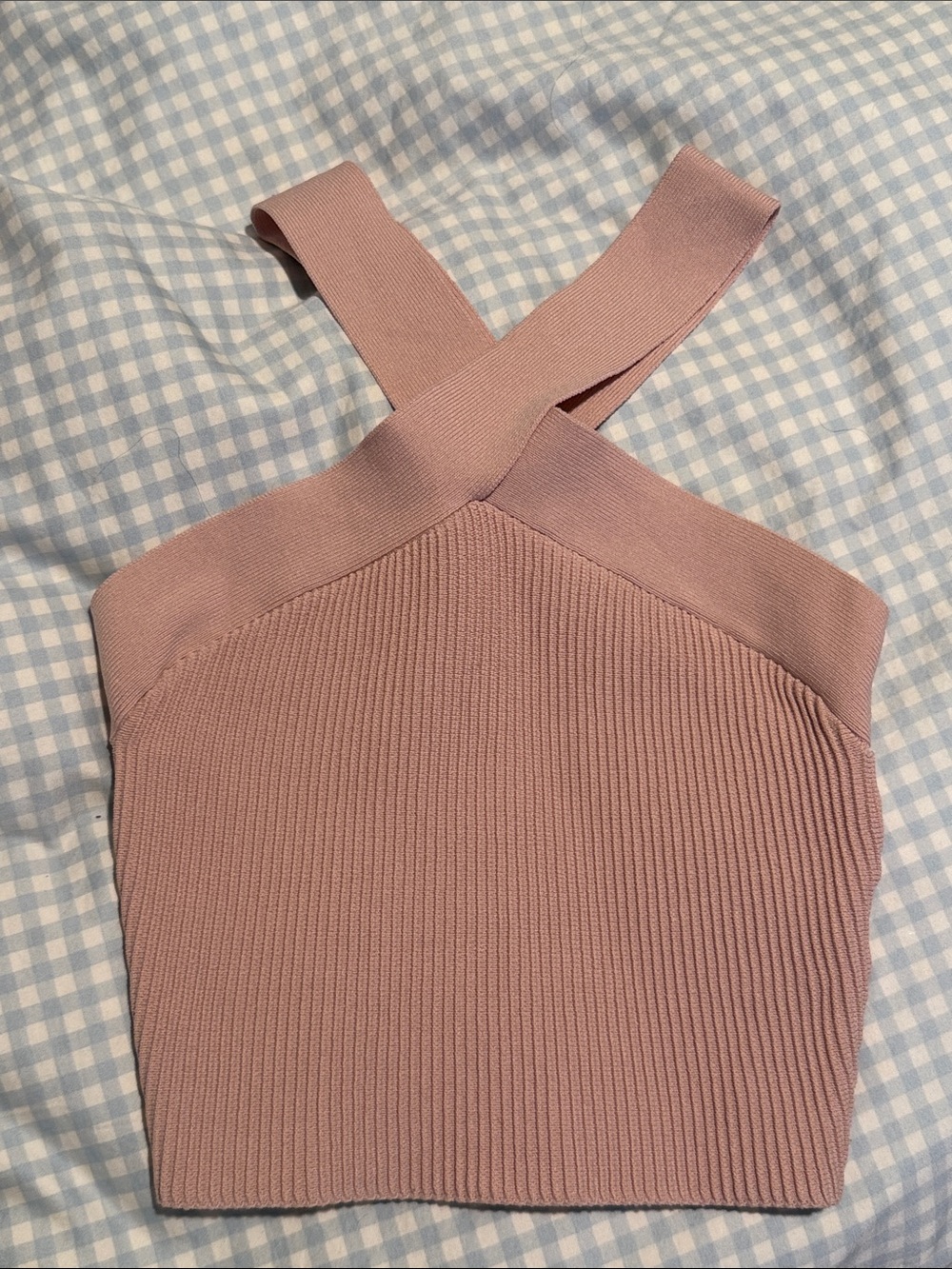 Aritzia Mauve Ribbed Crossback Tank Top